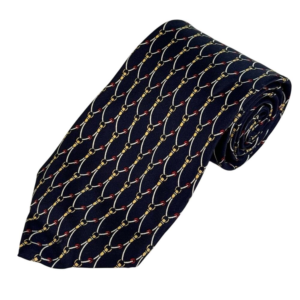 The Custom Shop Nautical Rope Pattern Silk Tie Hand Tailored Blue Mens‎ One Size